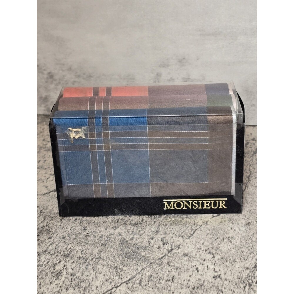 New Mens Luxury 100% Cotton Handkerchiefs Plaid Pack Imperial Red Purple & Blue